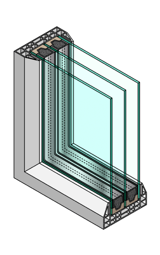 dreifach verglaste Fenster